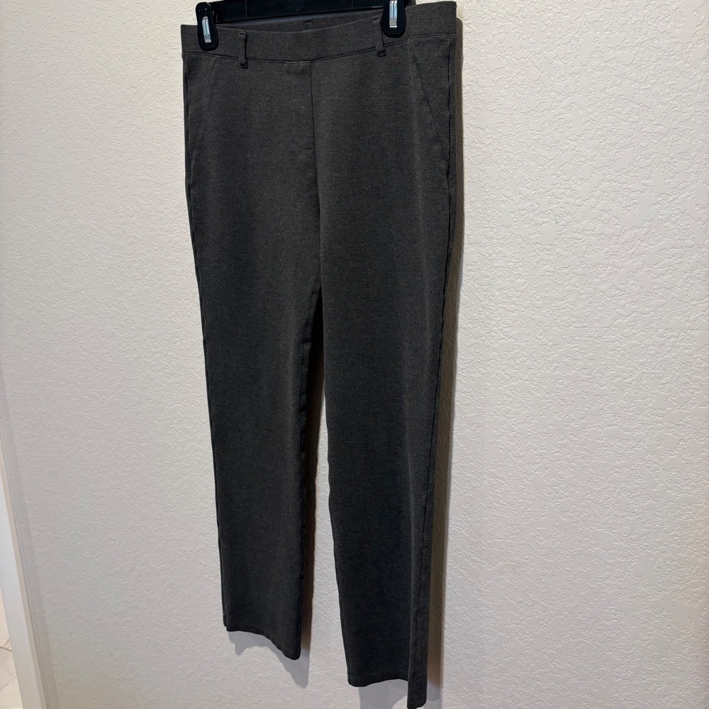 Quince Ultra-Stretch Ponte Straight Leg Pants Charcoal Gray Medium LB24720 - Picture 2 of 7